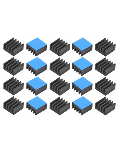 20 Disipadores de Calor de Aluminio Jienk 9x9x5mm con Cinta Térmica