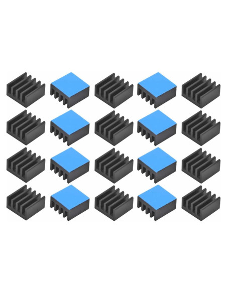 20 Disipadores de Calor de Aluminio Jienk 9x9x5mm con Cinta Térmica