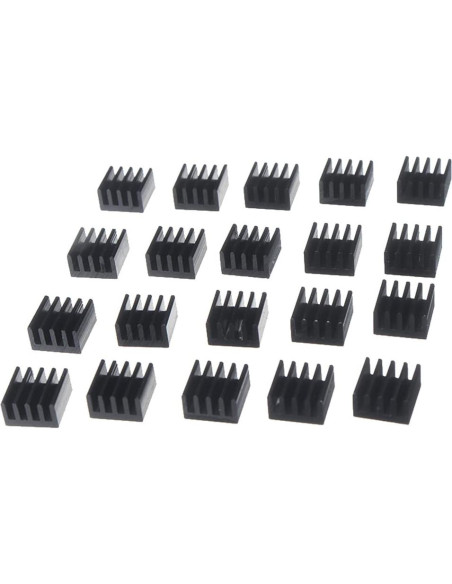 20 Disipadores de Calor de Aluminio Jienk 9x9x5mm con Cinta Térmica