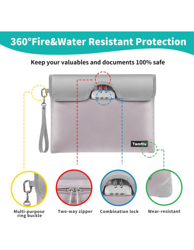 Bolsa de Dinero a Prueba de Fuego Tamfile 28x18 cm con Cerradura