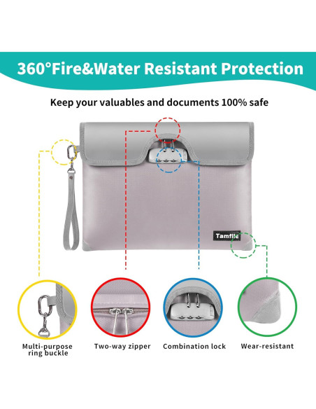 Bolsa de Dinero a Prueba de Fuego Tamfile 28x18 cm con Cerradura