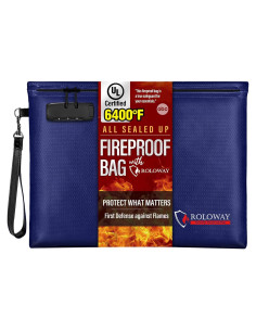 Bolsa a Prueba de Fuego ROLOWAY 36.8x29.2cm Azul