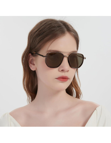 Gafas de sol aviador SODQW con marco cuadrado y doble puente
