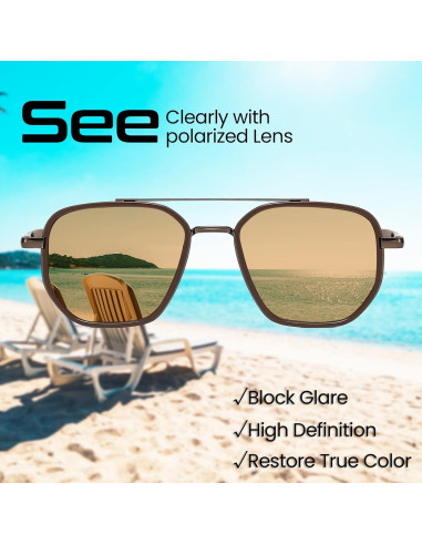 Gafas de sol aviador SODQW con marco cuadrado y doble puente