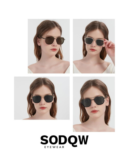 Gafas de sol aviador SODQW con marco cuadrado y doble puente