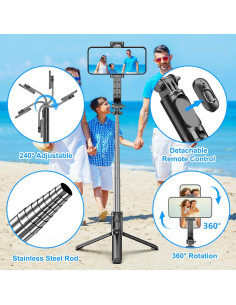 Palo Selfie Extensible SelfieShow con Control Remoto y Trípode 2