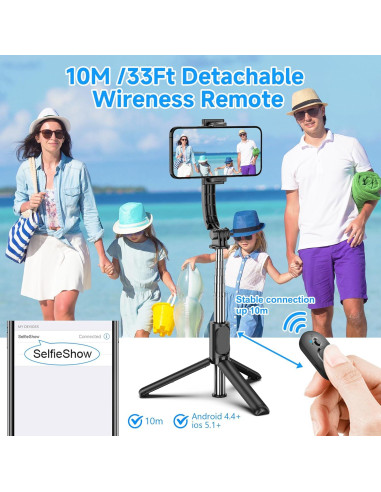 Palo Selfie Extensible SelfieShow con Control Remoto y Trípode