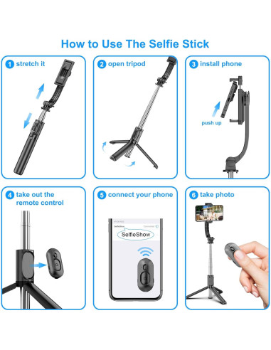 Palo Selfie Extensible SelfieShow con Control Remoto y Trípode
