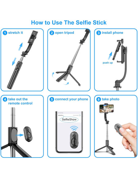 Palo Selfie Extensible SelfieShow con Control Remoto y Trípode