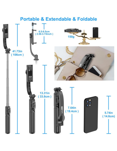 Palo Selfie Extensible SelfieShow con Control Remoto y Trípode
