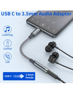 Adaptador USB Tipo C a 3.5mm OneKer - Paquete de 2 2