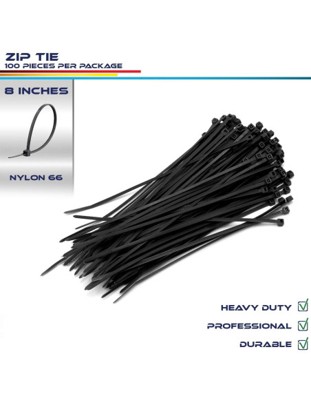 100 Bridas de Nylon Windscreen4less 20cm 22kg Resistencia