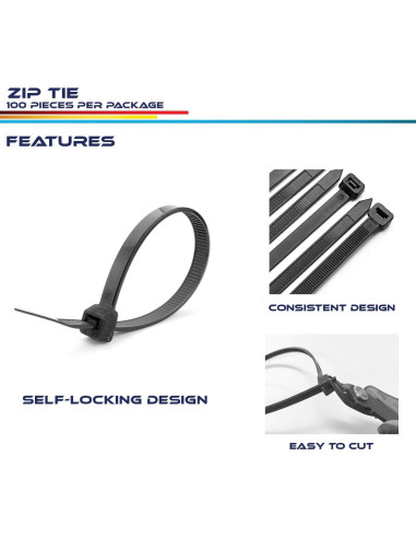 100 Bridas de Nylon Windscreen4less 20cm 22kg Resistencia