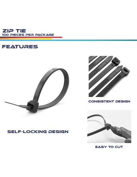 100 Bridas de Nylon Windscreen4less 20cm 22kg Resistencia