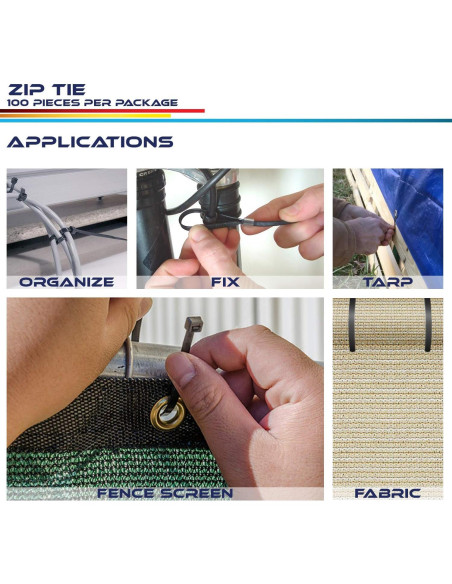 100 Bridas de Nylon Windscreen4less 20cm 22kg Resistencia