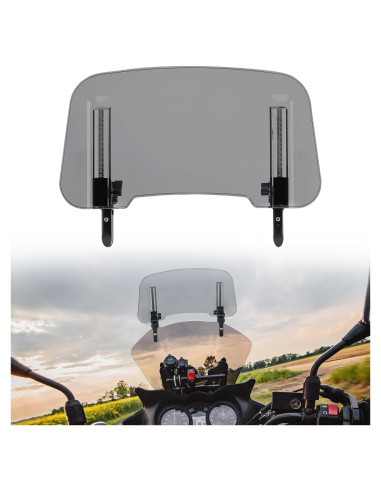 KEMIMOTO Parabrisas de Motocicleta Ajustable de Aluminio Gris Humo