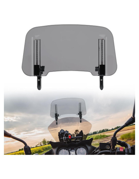 KEMIMOTO Parabrisas de Motocicleta Ajustable de Aluminio Gris Humo