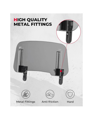 KEMIMOTO Parabrisas de Motocicleta Ajustable de Aluminio Gris Humo