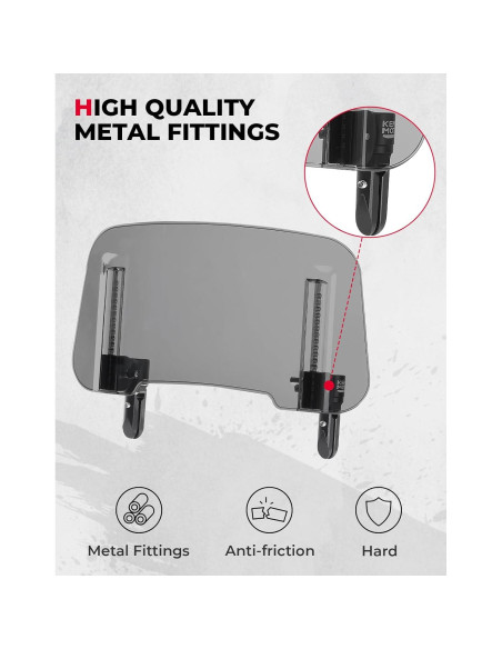 KEMIMOTO Parabrisas de Motocicleta Ajustable de Aluminio Gris Humo