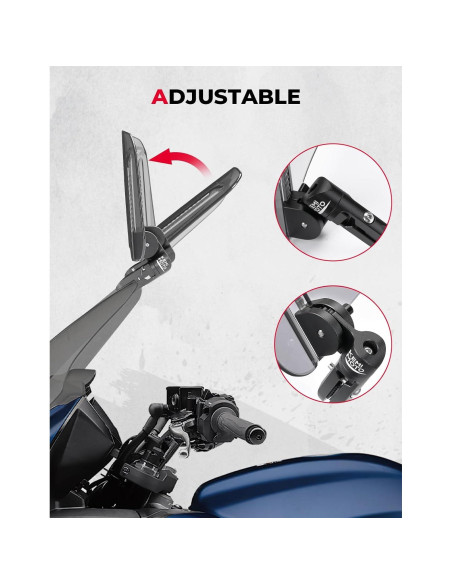 KEMIMOTO Parabrisas de Motocicleta Ajustable de Aluminio Gris Humo