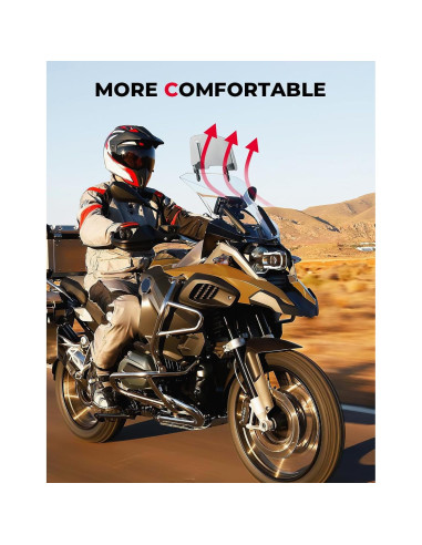 KEMIMOTO Parabrisas de Motocicleta Ajustable de Aluminio Gris Humo