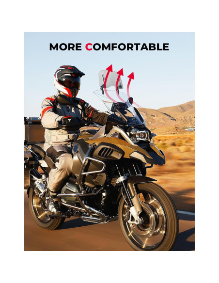 KEMIMOTO Parabrisas de Motocicleta Ajustable de Aluminio Gris Humo