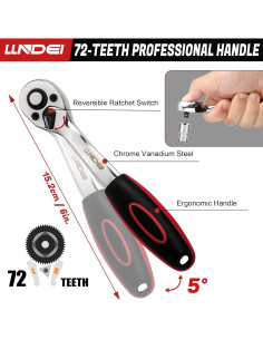 Juego de Llaves de 1/4" LLNDEI 58PCS con Carraca y Puntas 2