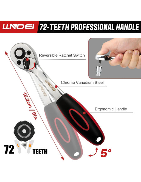 Juego de Llaves de 1/4" LLNDEI 58PCS con Carraca y Puntas