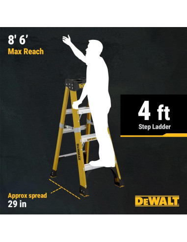 Escalera DeWalt de Fibra de Vidrio 4 Pies 375 lbs DXL3410-04