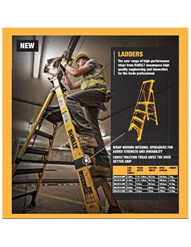 Escalera DeWalt de Fibra de Vidrio 4 Pies 375 lbs DXL3410-04