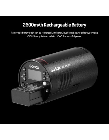 Flash de Estudio Godox AD100Pro 5800K Inalámbrico 100Ws