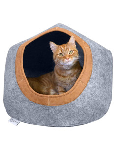 Cama Redonda Kitty City de Fieltro para Gatos, Gris
