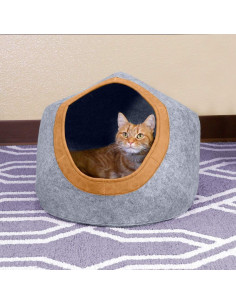 Cama Redonda Kitty City de Fieltro para Gatos, Gris 2