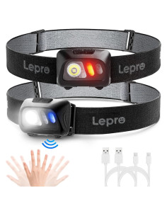 Linterna Frontal Recargable Lepro PR320017-a-2 con Sensor de Movimiento - 1500 Lux, Paquete de 2