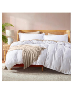 Juego de Funda de Edredón Twin Nestl Microfibra Blanca 2 Piezas