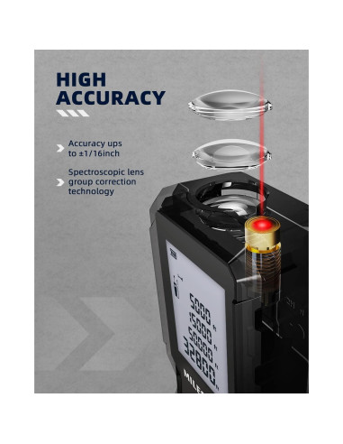 Medidor Láser MiLESEEY D5T 99.97m Pantalla LCD Retroiluminada