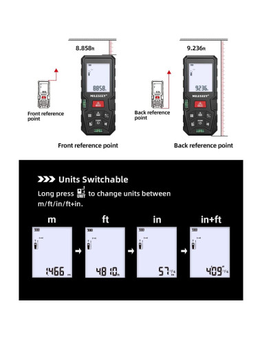 Medidor Láser MiLESEEY D5T 99.97m Pantalla LCD Retroiluminada
