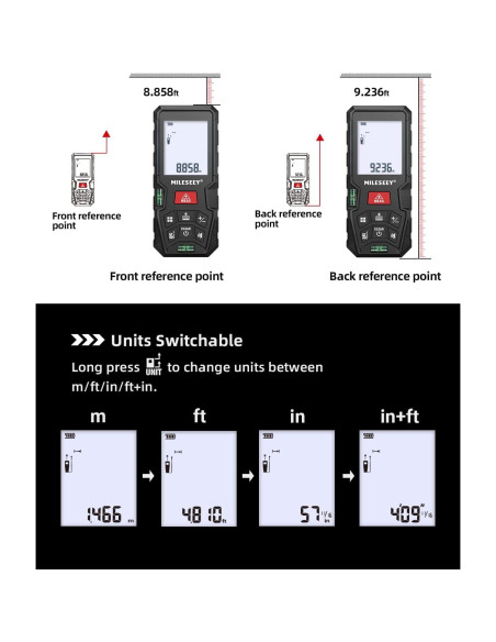 Medidor Láser MiLESEEY D5T 99.97m Pantalla LCD Retroiluminada