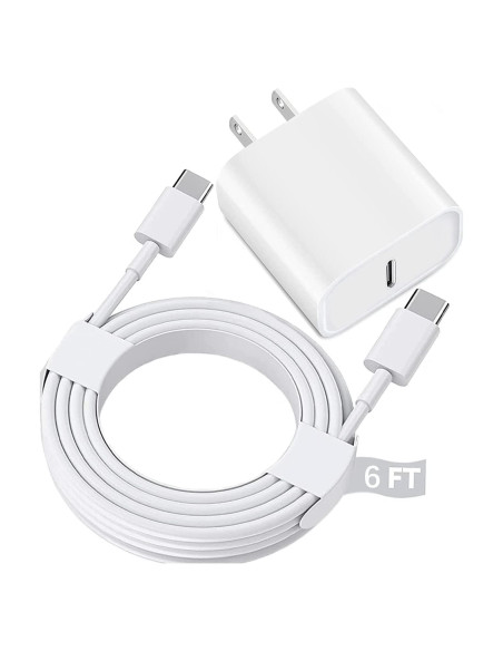 Cargador Rápido USB C 20W para iPad Pro y Air con Cable 1.83m