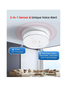 Detector de Humo y Monóxido SITERWELL GS886 Doble Función 2