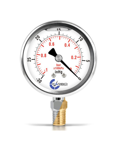 Manómetro CARBO Acero Inoxidable Doble Pantalla -30 kPa