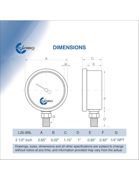 Manómetro CARBO Acero Inoxidable Doble Pantalla -30 kPa