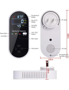 Detector de Gas y Monóxido WESHLGD 4 en 1 Enchufable 2