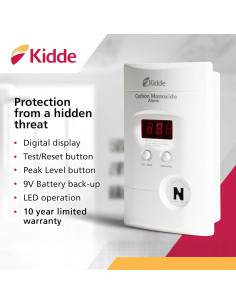 Detector de Monóxido de Carbono Kidde KN-COPP-3 Enchufable con Pantalla Digital 2