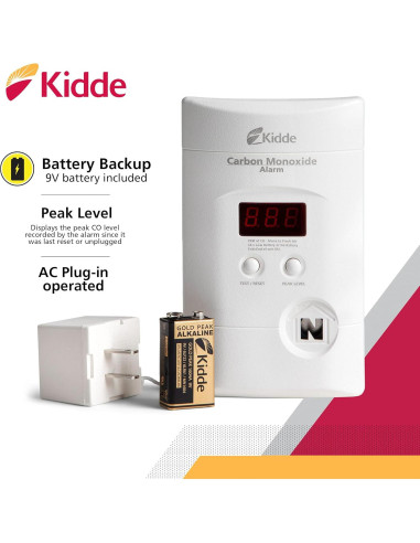 Detector de Monóxido de Carbono Kidde KN-COPP-3 Enchufable con Pantalla Digital