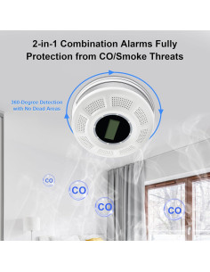 Detector de Humo y Monóxido de Carbono Scondaor LCD 1 Paquete 2