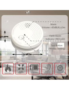 Paquete de 3 Alarmas de Humo LSHOME Fotoeléctrico 9V 2