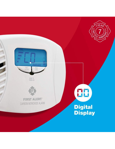 Detector de Monóxido de Carbono First Alert CO615 con Pantalla Digital