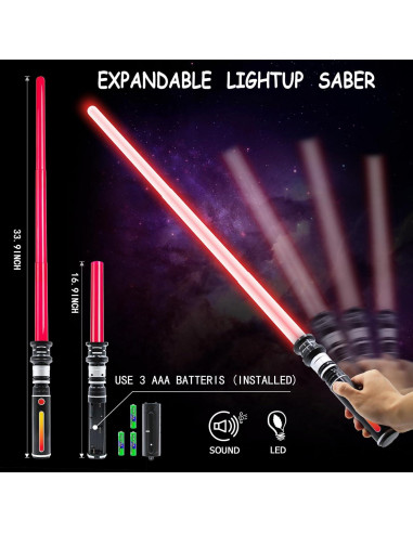 3 Sables de Luz con Sonido FX SAIYUE para Niños 43-84 cm