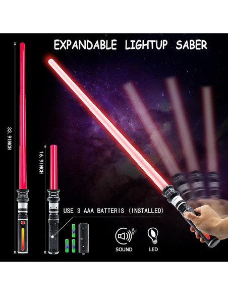 3 Sables de Luz con Sonido FX SAIYUE para Niños 43-84 cm